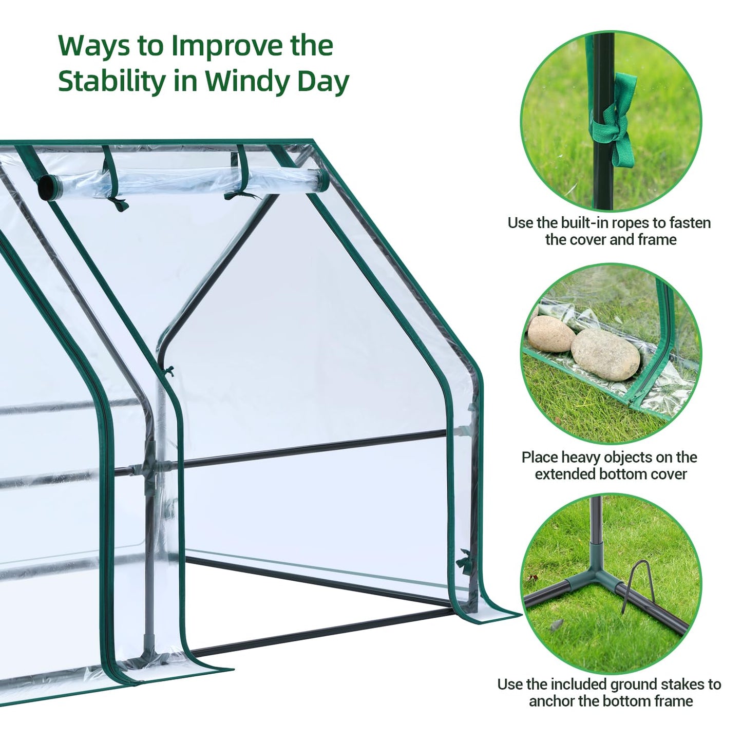 Ohuhu Portable Mini Greenhouse, 71"x36"x36" Greenhouses for Outdoors with Dual Large Zipper Doors & Ground Stakes, Waterproof & UV Protected Plastic Green House for Outside Garden Patio Transparent