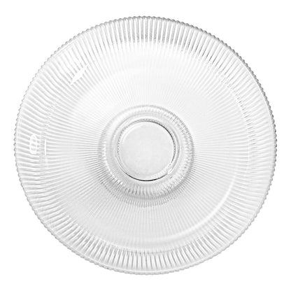 ZOOFOX Fruit Bowl for Kitchen Counter, Large Decorative Glass Bowls with Pedestal, Ribbed Pedestal Bowl for Fruit, Vegetable, Salad and Dessert, Key Bowls for Entry Table