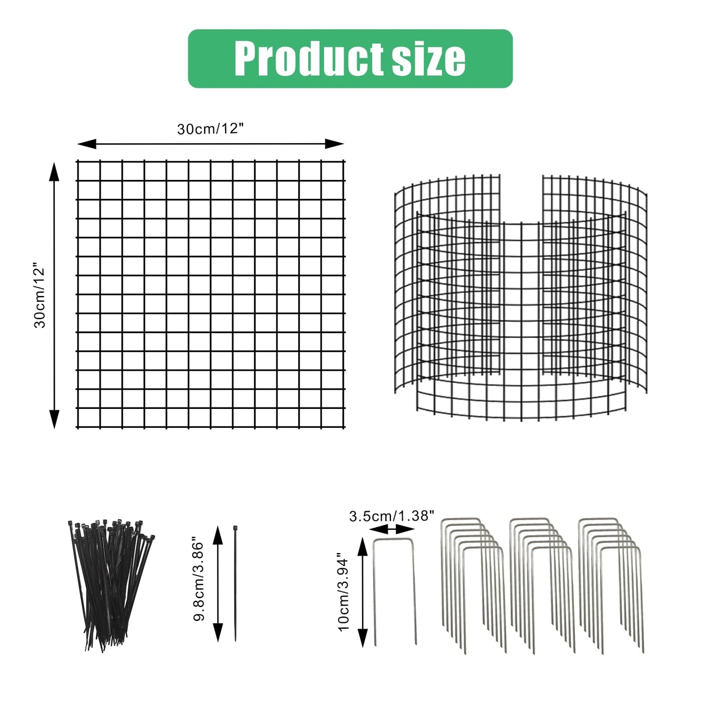 Eunika 18 Pcs Round Plant Protector from Animals, 6 Pack 12" x 12" Metal Mesh to Keep Animals Out Wire Plant Protectors for Rabbits Chicken Bunny Barricades for Garden Vegetable Flowers Protection