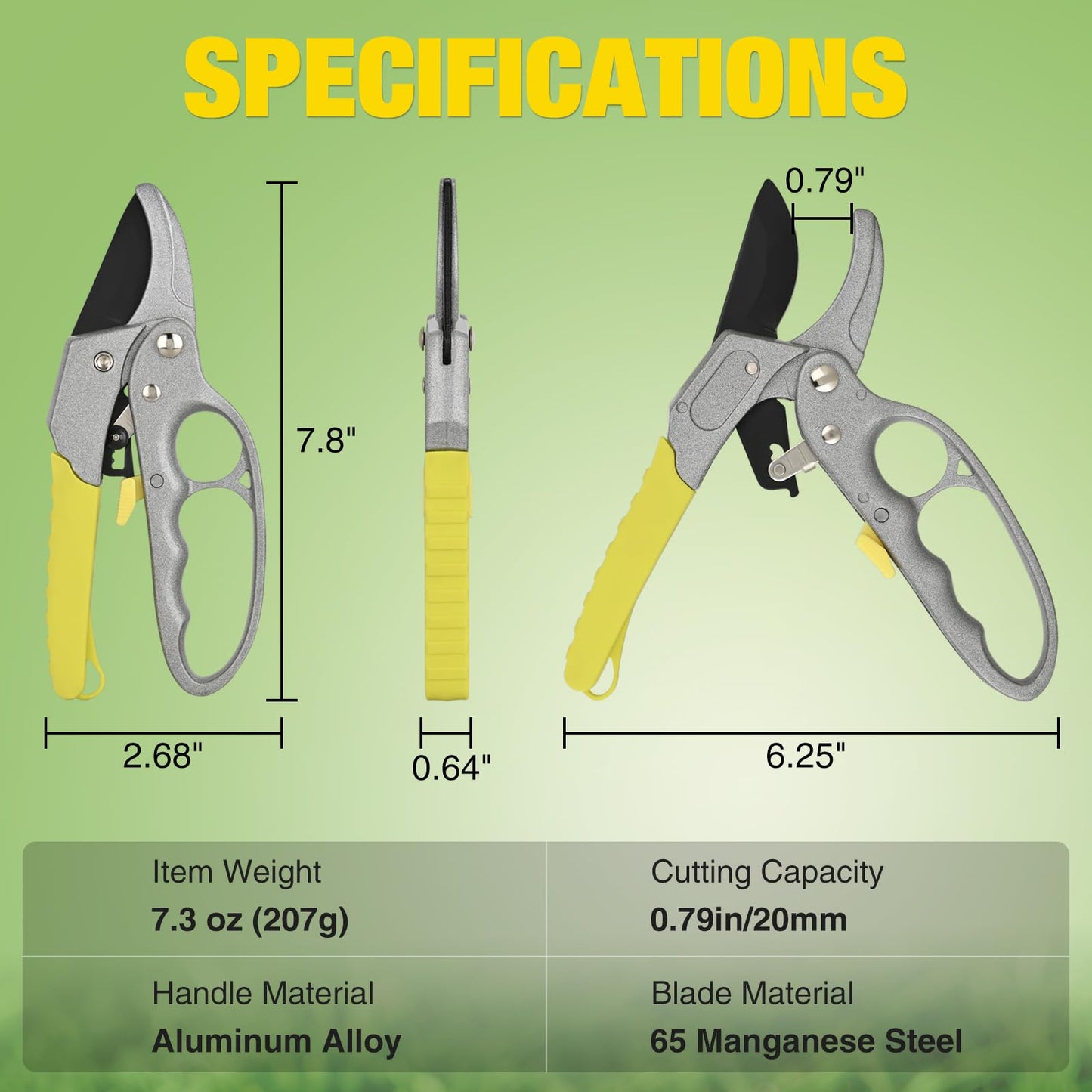 Yesker Pruning Shears Garden Shears 7.8" Professional Garden Scissors Sharp 65 Manganese Steel Blade Heavy Duty Clippers Hand Pruners for Cutting Fresh Flowers Branch Plant Trimming Gardening Tools