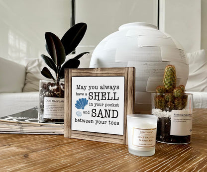 Beach Wood Plaque Sign, May You always Have a Shell in Your Pocket and Sand between Your Toes, Box Wood Plaques Desk Décor, Positive Home Decor, Decor for Beach House, Ocean Theme Decoration for Shelf