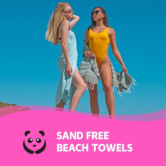 HAVLULAND Turkish Beach Towels, Oversized 40"x72" Turkish Bath Towel, Highly Absorbent Quick Dry Sand Free Beach Towels for Beach Pool Spa Gym Yoga Travel Camping Picnic Blanket - Teal