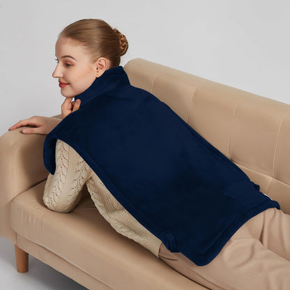 Ruqiji 17''x33'' XXXL King Size Heating Pad with 120 Minutes Auto Shut Off&6 Temperature Settings, Flannel Electric Heating Pad/Pain Relief for Back/Neck/Shoulders/Menstrual Pain/Leg Cramp (Dark Blue)