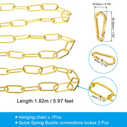PATIKIL 6 Feet Gold Finish Lighting Hanging Chain, Metal Looping Chain for Hanging Plant Pendant Chandelier Light Fixture