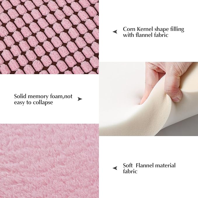 BVAGSS Reversible Dog Crate Pad, Memory Foam Pet Bed Mat, Soft Warm Machine Washable Sleeping Kennel Mattress for Small Medium Dogs XH079 (24''x18''x1.6'',Pink)