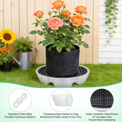 Yimomoyi 4 Pack Self-Watering Fabric Pot Base - Auto-Irrigation System Plant Saucer, Auto Watering Plant Water Tray Self Watering System for Indoor Greenhouse Grow Tent Garden