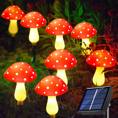 Windpnn 8-Pack Red Solar Mushroom Lamp, 8 Modes, Outdoor Waterproof, for Garden Decor, Christmas, Halloween, Yard, Lawn