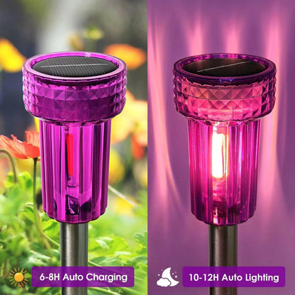 DERAYSION Halloween Solar Lights Outdoor Pathway Lights Purple LED Waterproof Yard Landscape Auto Dusk-to-Dawn Halloween Outdoor Path, Garden,Lamps for Festive Decoration 8 Pack