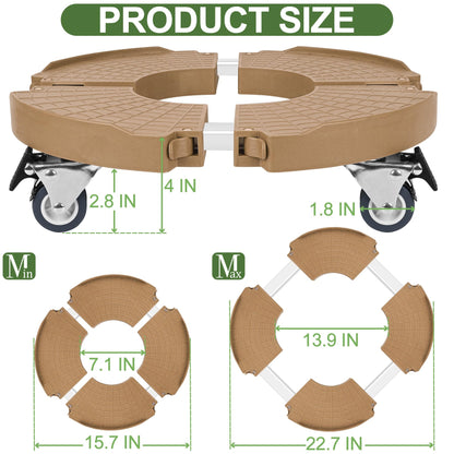 ToLanbbt Plant Caddy Stand with 360° Wheels Adjustable 15-22 Inch Rolling Stand Heavy Duty Large Plant Cart Dolly with Casters 440lbs Capacity for Large Planter, Garden Pot, Flower Pot, Khaki, 1 Pack