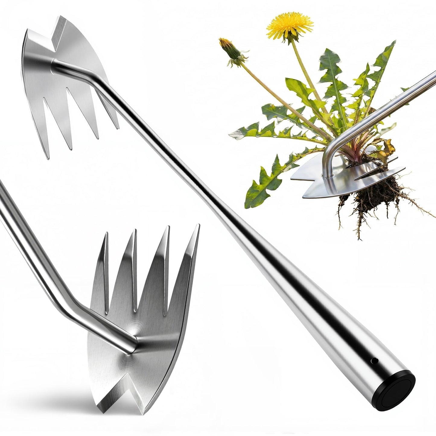 LOOHOI Garden Hand Weeder Tool, Heavy-Duty Stainless Steel Weeding Tool for Deep Root Removal, Portable Garden Weed Removal Tool for Lawn, Flower Beds & Yard