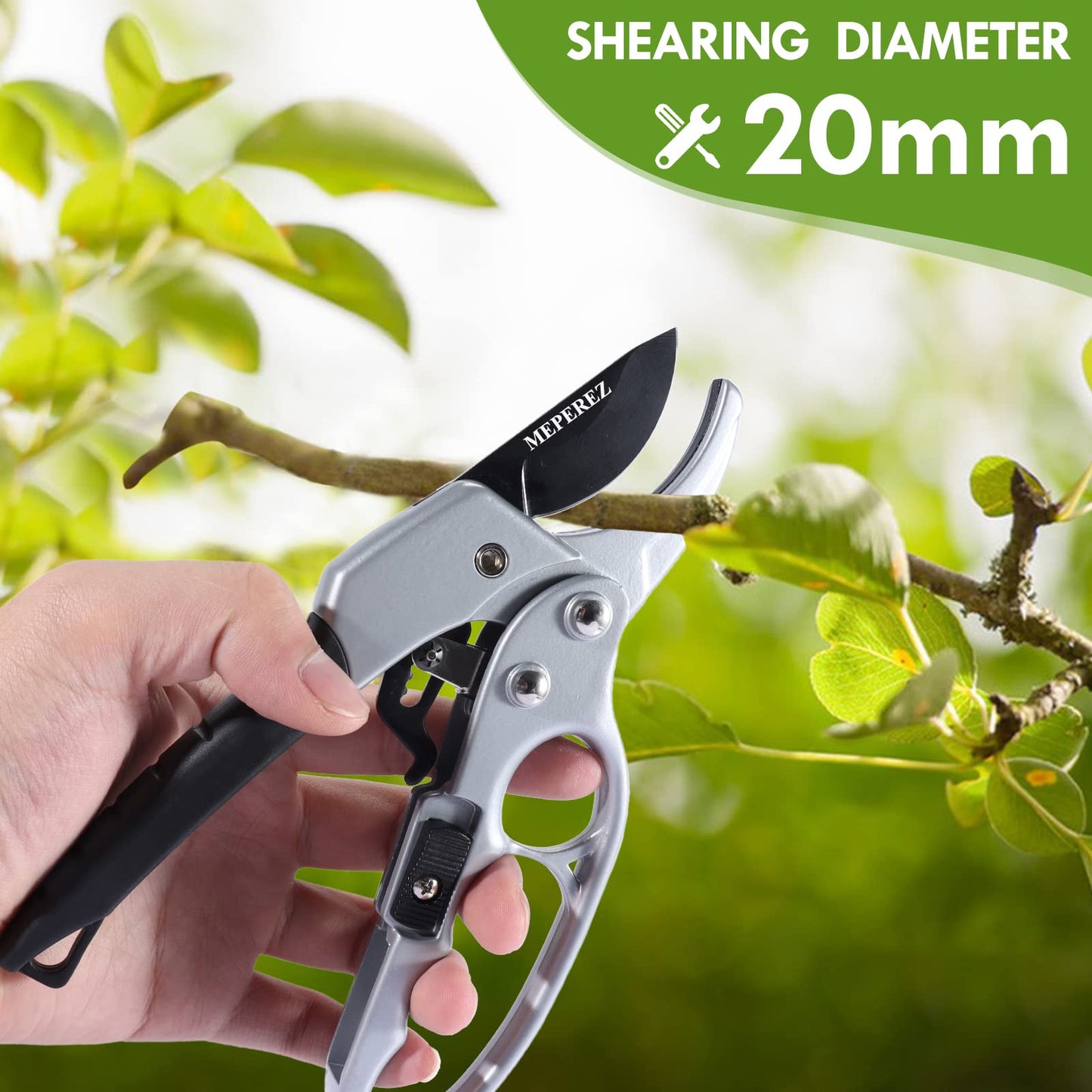 MEPEREZ Premium German-Made Pruning Shears – Ergonomic, Heavy-Duty Hand Pruners Designed for Precision Cutting of Plants; Ideal for Gardeners and Individuals with Arthritis or Reduced Hand Strength
