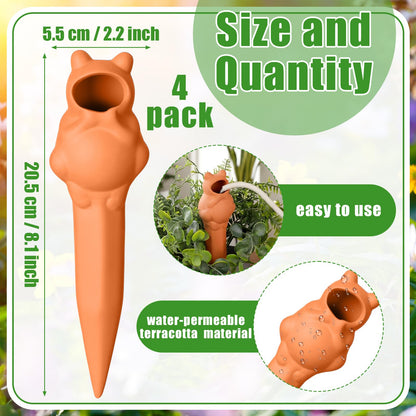 Ferrochef 4 Pack Terracotta Self Watering Stakes Frogs Shaped Plant Watering Devices Spikes Irrigation Slow Release Plant Self Water Spikes Planter Insert for Garden Indoor Outdoor Pot Plants
