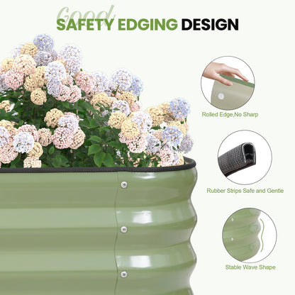 5-in-1 Adjustable Raised Garden Bed Kit | Galvanized Planter Boxes for Vegetables, Flowers | 12" Tall, Multiple Sizes (8x3x1ft, 9x2x1ft, 10x1x1ft, 6x5x1ft, 7x4x1ft) | Outdoor Metal Raised Bed, Green