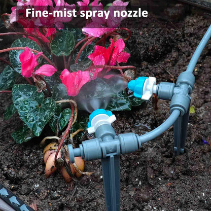 Drip Irrigation System for Garden with Water Timer Plug-in Quick Connection Drip Irrigation Kit 5/16“ID and 1/4 Inch Pipe Auto Watering System for Garden Spray, for Greenhouse, Lawn, Potted Plants