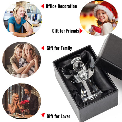 ZRENJHUS Crystal Angel Figurine Collection Pretty Glass Ornament Cute Statue Home Decor Table Animal Collectible Gift on Desk