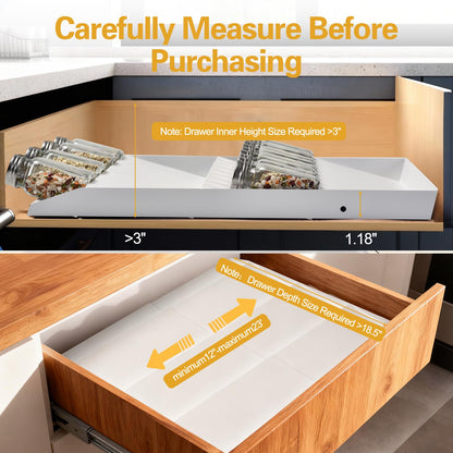 GOENDR Metal Spice Drawer Organizer, 4 Tier Spice Rack for Drawer, Expandable Seasoning Organizer For 11.4-22.8” Wide Drawer, Holds up to 48 Spice Jars (Not Included), White