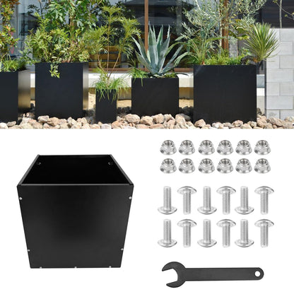 VEVIVOOVY Heavy Duty Steel Planter Box (16"x16"x16"),Square Tall Planter Modern Detached for Indoor & Outdoor Planters Cube,Black Flower Plant Pot for Commercial Residential for Patio Deck & Backyard