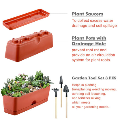2-Pack Large Window Boxes Planters 16 Inch Rectangle Plant Box Rectangular Plant Pots for Outdoor and Indoor Plants Plastic Windowsill Planters for Herbs Vegetable Flowers Long Window Sill Plant Box