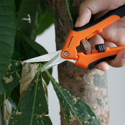 HOMEANING 6 Packs Garden Pruning Shears with Straight Blades Trimming Scissors, Gardening Hand Pruning Snips Titanium Coated Precision Bonsai Pruning Shears, Convenient Flower Cutters (Orange)
