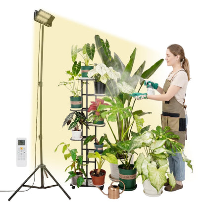 SANSI Grow Lights for Indoor Plants, 100W Dimmable Plant Lights for Indoor Growing, IP65 Full Spectrum High PPFD 10klm 38"-80" Adjustable Tall Standing Grow Light with Auto On/Off Timer Remote Control