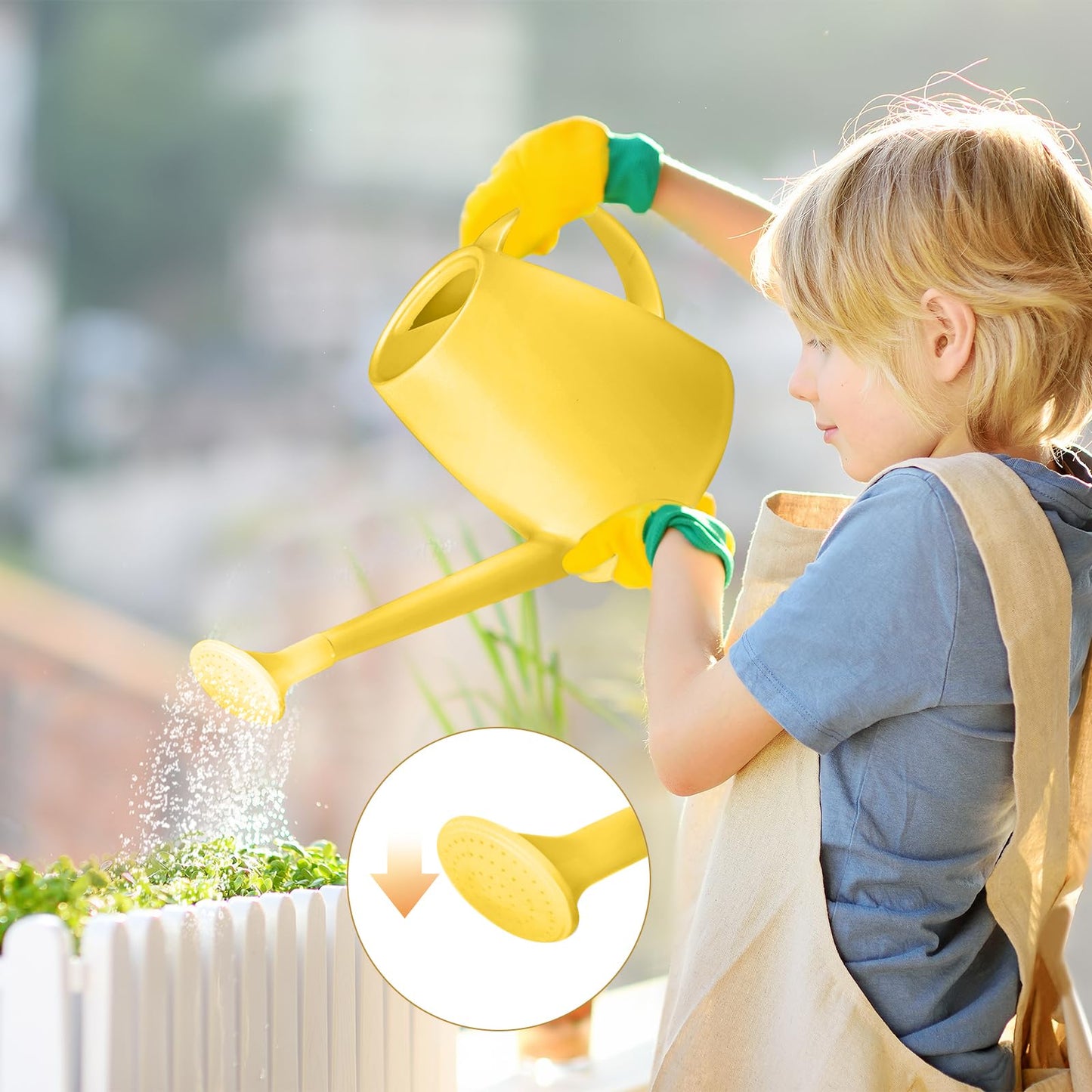 TTAOE GN Plastic Watering Can - for Indoor and Outdoor House Plant Garden - with Long Spout - 1/2 Gallon - Yellow
