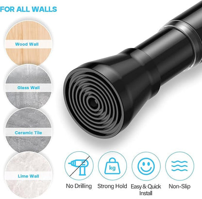 AIZESI Spring Tension Rods Adjustable Tension Curtain Rod Small Tension Rod No Drilling Expandable Spring Loaded Curtain Tension Rod（Black,36" to 63"-4Pcs)