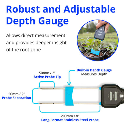 Bluelab Pulse Meter - Handheld Digital Soil Meter Measures Nutrients (TDS), Moisture & Temperature directly from the Root Zone - Grow Healthier Plants with Fast, Accurate Measurements