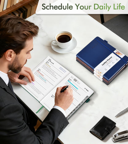 Planner 2026-2027, Academic Weekly and Monthly Calendar Planner from July 2026 - June 2027, Hardcover Leather Daily Agenda Book with Tabs, College School Organizer for Student Teacher, A5 (5.75" x 8.38"), Green