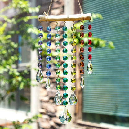 12inch Hanging Crystal Prism Suncatcher Window Garden Decoration Ornament for Christmas Tree Rainbow Glass Beads Chain Pendant Crystal Wind Chimes