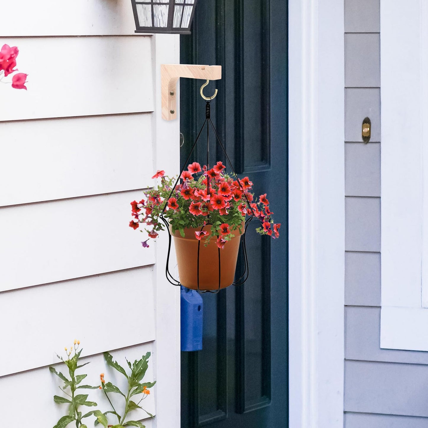 FENICAL 2pcs Wooden Plant Hangers Heavy-Duty Wall Hooks for Indoor and Outdoor Hanging Plants Natural Wood Hanging Bracket Supports Flowerpots Ceiling and Wall Mounted