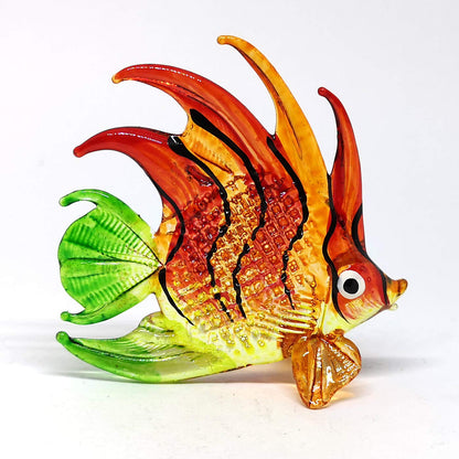ZOOCRAFT Aquarium Thai Craft Collectible Mini Hand Blown Glass Fish Figurine Decor Red