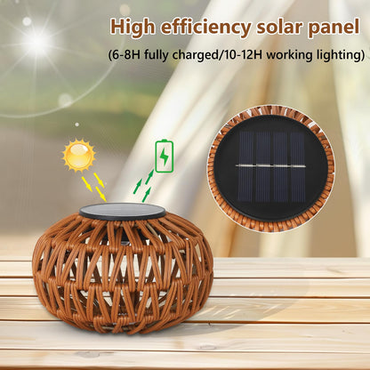 2 Pack Solar Lanterns Outdoor Waterproof, Outdoor Table Lamp Decor, Rattan Solar Lights Decorative, Small Tabletop Lantern Gifts for Mom, Grandma, Lantern Lights Outside for Garden, Yard, Steps