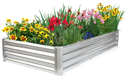 JERIA 6×3×1ft Raised Garden Bed with Support Rods,Galvanized Raised Garden Bed Kit Outdoor Metal Gardening Planter Box for Vegetable, Fruits, Flower