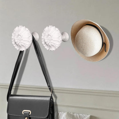 SUQIOME Set of 2 Blossom Window Drapery Vintage Curtain Adhesive Medallion Holdbacks Tiebacks, Wall Hook, Tassel Holder for Room (White)