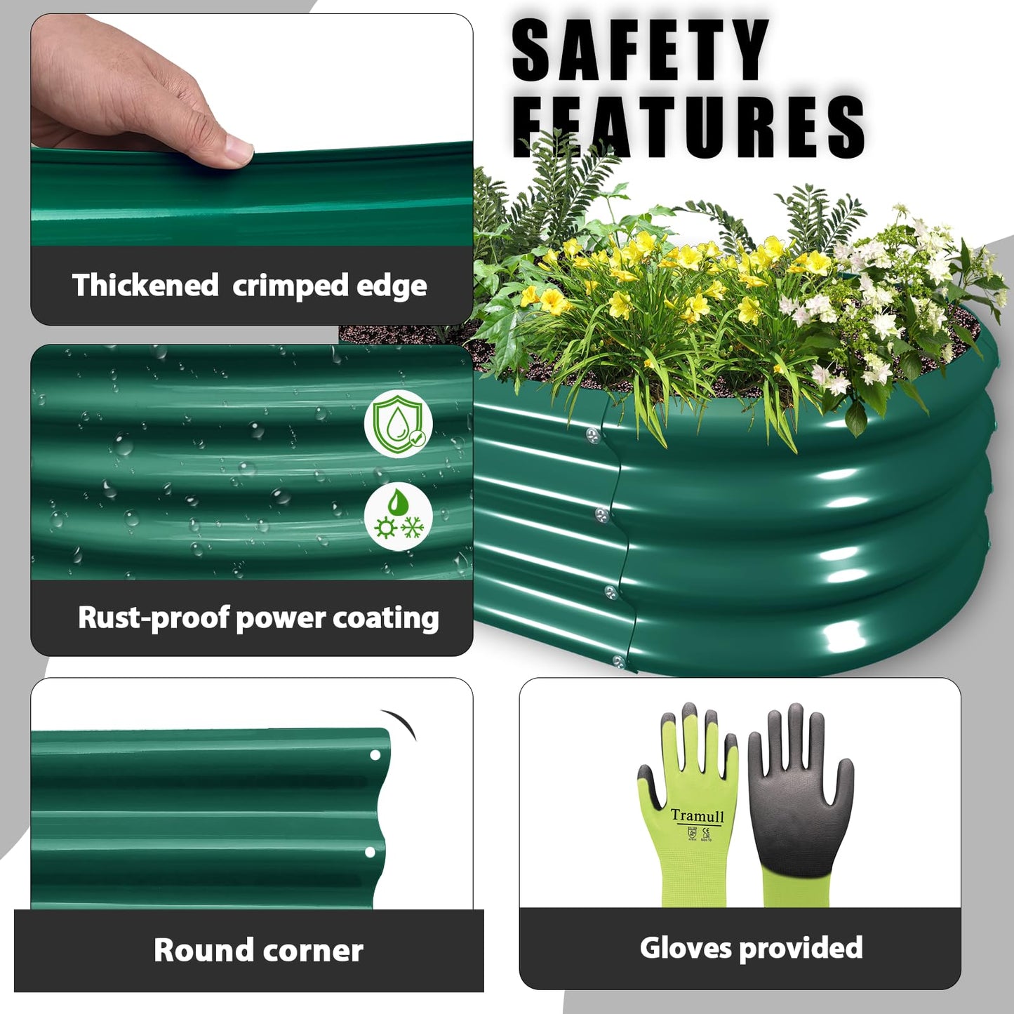 2 Pack 6x3x1ft Raised Garden Bed, 12" Tall Galvanized Metal Raised Beds for Gardening, Rust Resistant Elevated Garden Bed, Planters Box Kit for Outdoor Plants Vegetables Flowers Herbs Tomatoes, Green