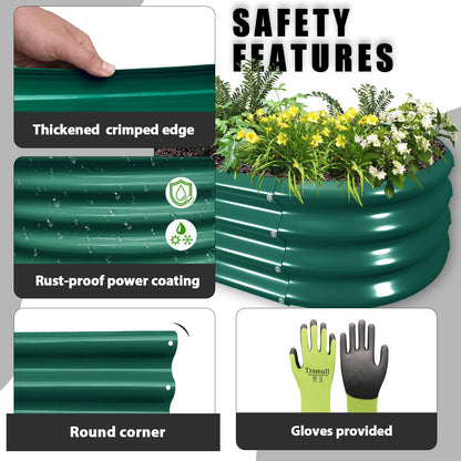 2 Pack 6x3x1ft Raised Garden Bed, 12" Tall Galvanized Metal Raised Beds for Gardening, Rust Resistant Elevated Garden Bed, Planters Box Kit for Outdoor Plants Vegetables Flowers Herbs Tomatoes, Green