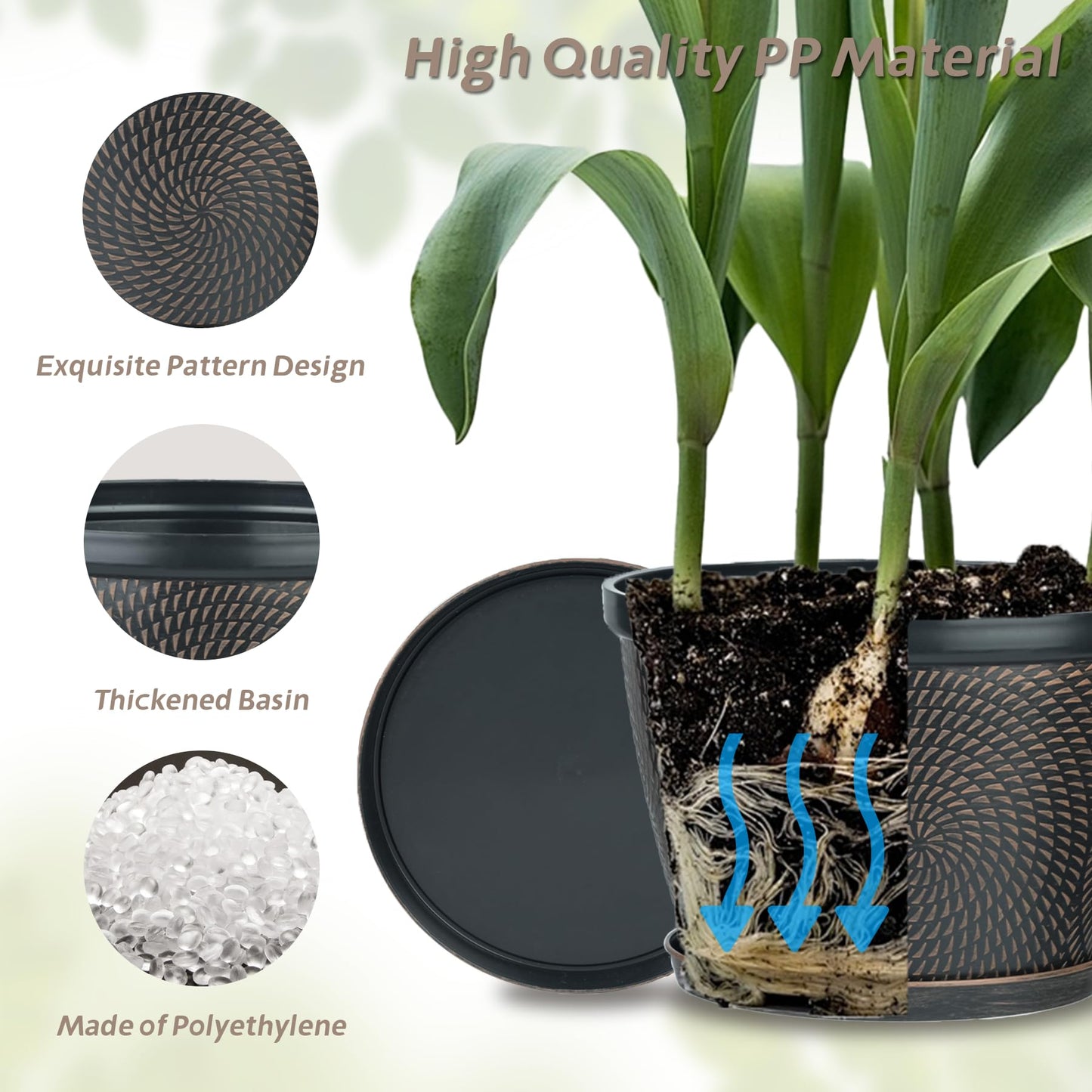 Quarut 4 Pack 10 inch Plant Pots and 3 Pack 10 inch Flower Pots with Drainage Holes and Saucer for Outdoor Indoor Plants.
