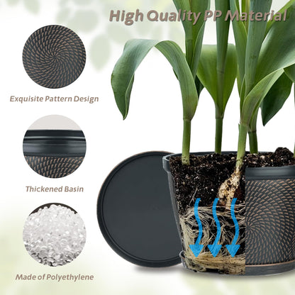 Quarut 4 Pack 10 inch Plant Pots and 3 Pack 10 inch Flower Pots with Drainage Holes and Saucer for Outdoor Indoor Plants.