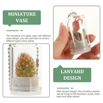 Ipetboom Desk Decor Desk Decor Glass Vase 6pcs Miniature Potted Plants Keychain Clear Terrarium Plant Keychain for Car Key Pendant Backpack Charms Glass Vase Vase