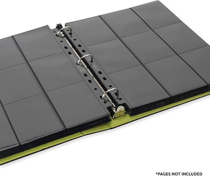 Vault X Slim Ring Binder, 540 Cards, fits 9 Pocket Pages, Exo-Tec Material, 3 D-Ring Folder, for Trading Cards (Black/Green)