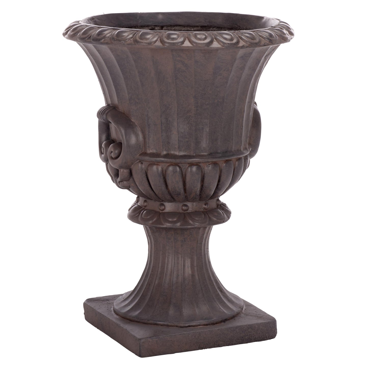 SAFAVIEH Outdoor - Arden Pedestal Planter Pot - Brown Magnesium Oxide Weather-Resistant Garden Urn with Drainage Hole for Patio, Porch & Entryway, 11" W x 11" D x 15.4" H (PAT5044B)