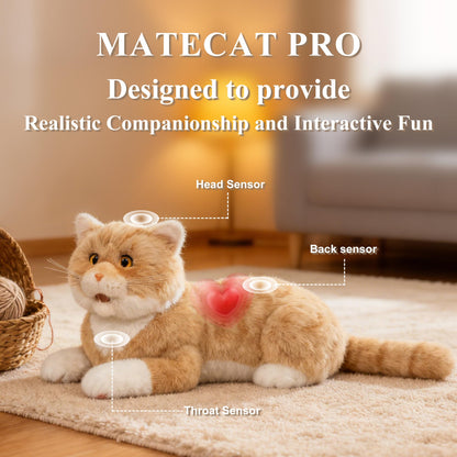 Chongker 24.8" Interactive Robot Cat Plush Realistic Stuffed Animals, Companion Robotic Cat with Meow Purring Heartbeat, Eye Mouth Ear Movement, Kitten Electronic Kitty Toy for Seniors