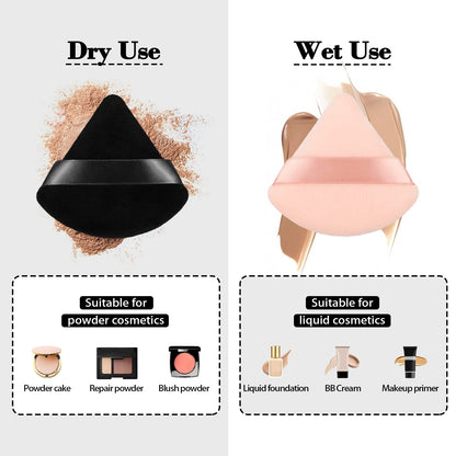 8Pcs of Triangular Powder Puff Makeup Sponges, Made of Super-soft Velvet, Designed for Contouring, Eye, and Corner, Beauty Blender Foundation Mixing Container.(Black)