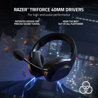 Razer Barracuda X - Wireless Multi-Platform Gaming and Mobile Headset (SmartSwitch Dual Wireless, Ergonomic Design, Triforce 40 mm, Cardioid Mic, On-Headset Controls, 50h Battery USB-C) Black