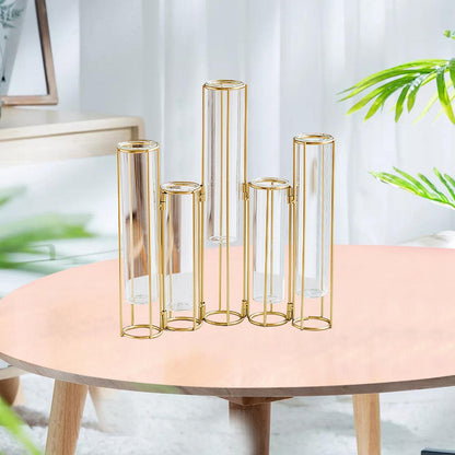 Bothyi Hinged Flower Vase, Test Tube Vase Set with Stand, Hinged Plant Vases Glass Vase, for Home Table Centerpiece