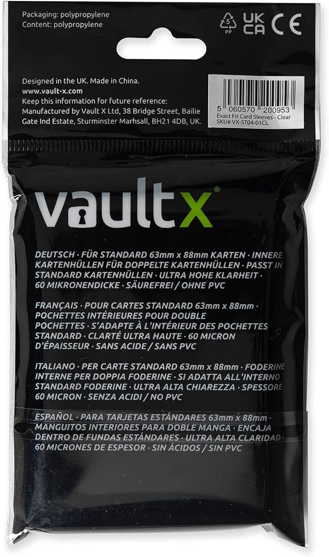 Vault X Exact Fit Sleeves (500 Pack) Perfect Inner Sleeves for Trading Cards, Clear