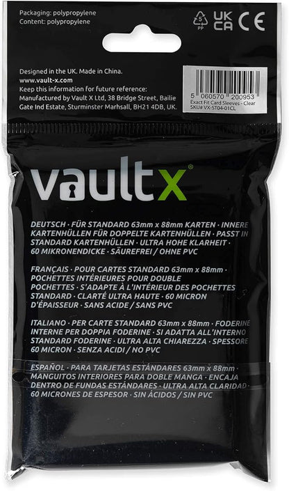 Vault X Exact Fit Sleeves (500 Pack) Perfect Inner Sleeves for Trading Cards, Clear