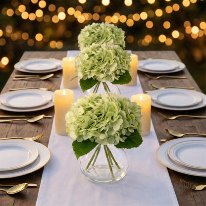 AMORISE Real Touch Artificial Hydrangea in Vase,Premium Faux Flowers with Faux Water for Home Decoration,Coffee Table,Wedding,Green Fake Hydrangea with Vase for DIY Floral Arrangements