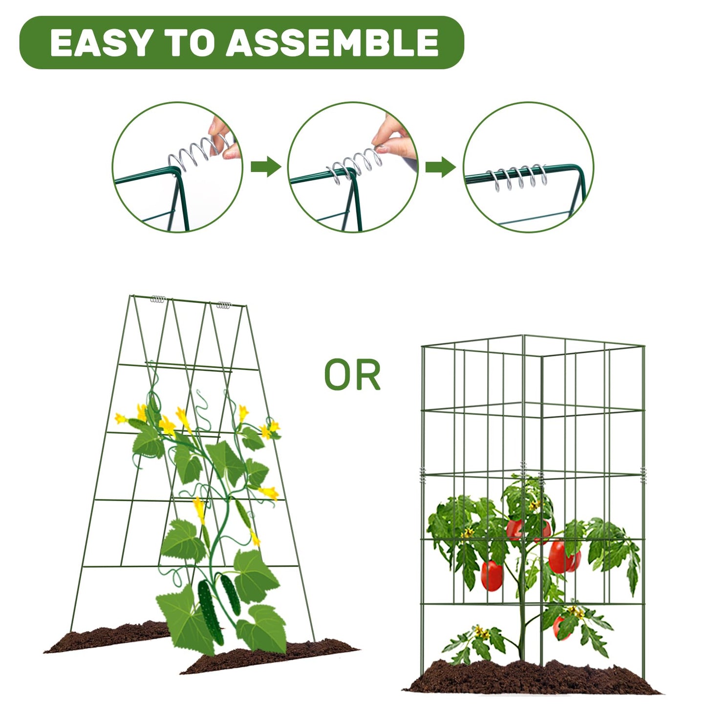 DOEWORKS Cucumber Trellis, 39" High Foldable A Frame Garden Trellis, 2 Pack, Plant Support for Climbing Cucumber, Beans, Tomatoes, Flowers, Green