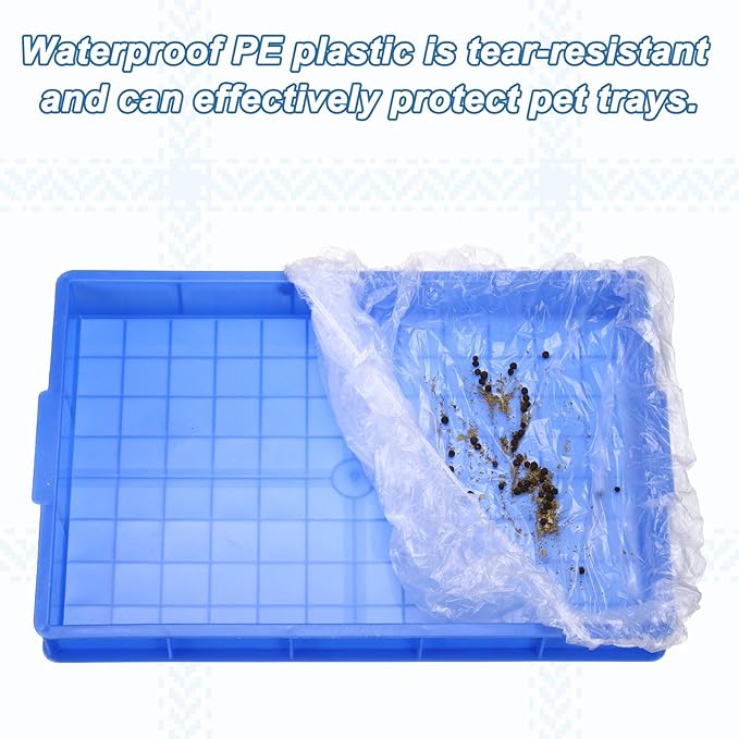 Disposable Bird Cage Liners, Clear Plastic Cage Liners for 15x10 Inch Pallets Tray Universal Elastic Film, (30 Pcs), Intended for Parakeet/Cockatiels/Rabbit/Guinea Pig